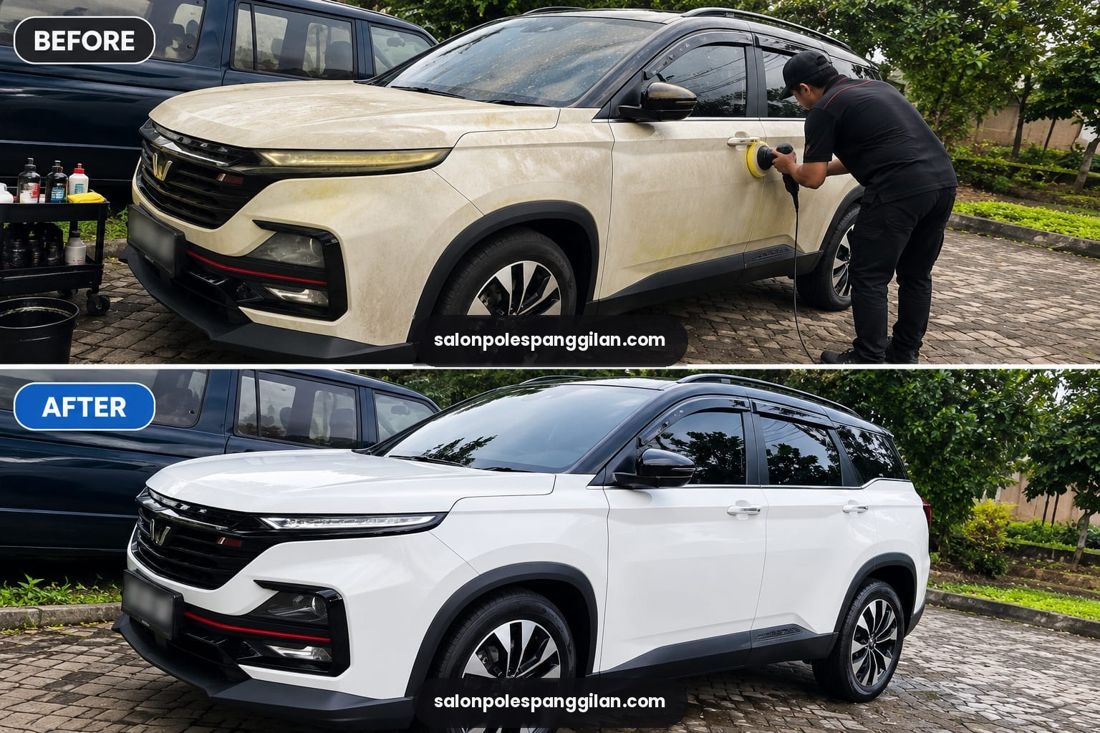 Wuling Almaz sebelum dan sesudah poles