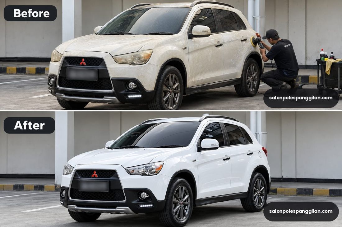 Mitsubishi Outlander Sport sebelum dan sesudah poles