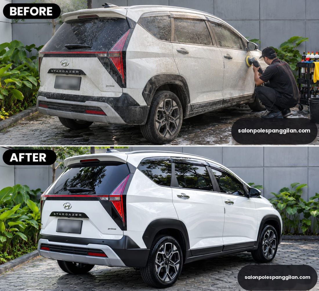 Hyundai Stargazer sebelum dan sesudah poles