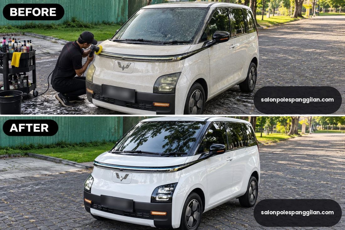 Wuling Air ev sebelum dan sesudah poles