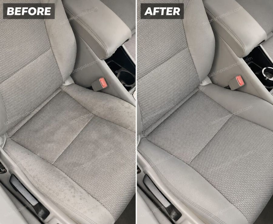 Jok mobil kain sebelum dan sesudah dicuci